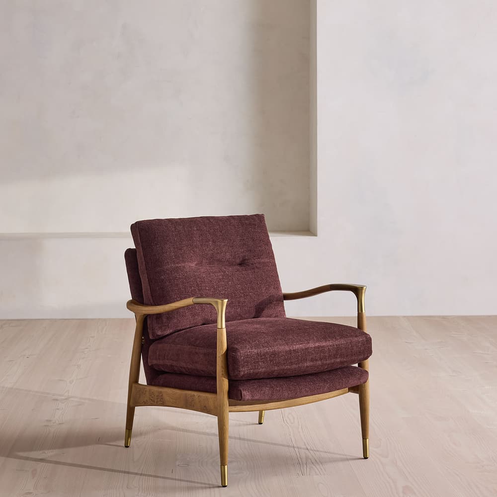 Theodore Burl Armchair - Linen Chenille - Bordeaux - US - Listing - Image 3