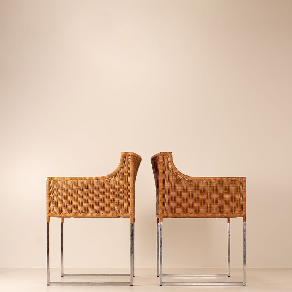 Vintage Mid Century Chairs - Wicker and Chrome - Set of Four - Lifestyle - Image 3