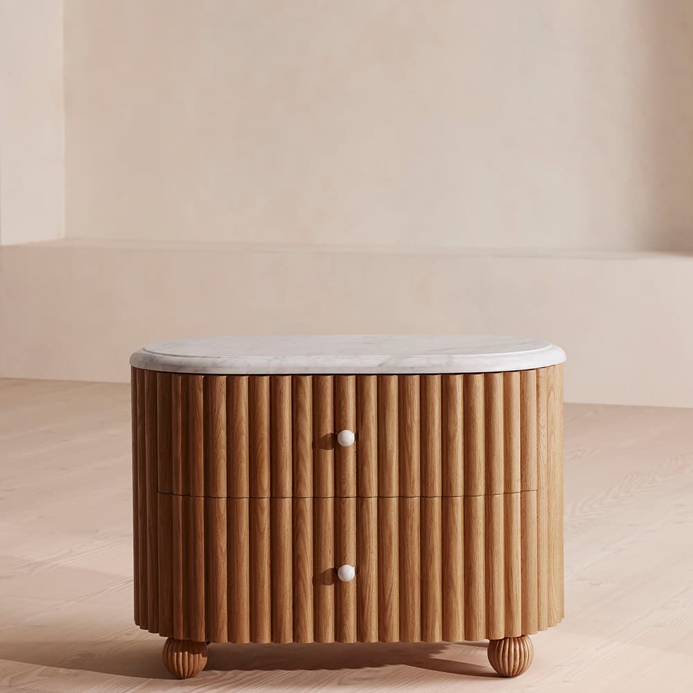 Carlisle Bedside Table - Carrara Marble - Large - Listing - Image 3