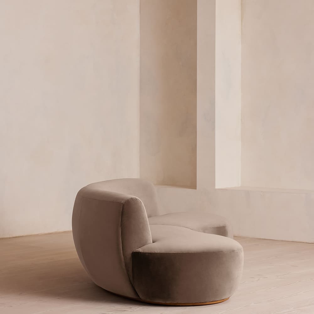 Aline Serpentine Sectional Sofa - Three Seater - Taupe Velvet - US - Images - Image 3