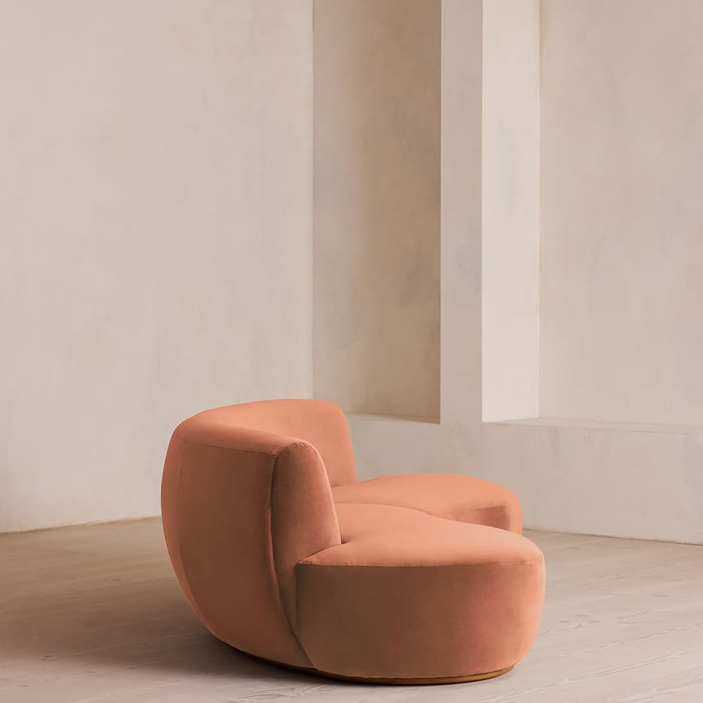 Aline Serpentine Sectional Sofa - Three Seater - Antique Rose Velvet - US - Images - Image 3