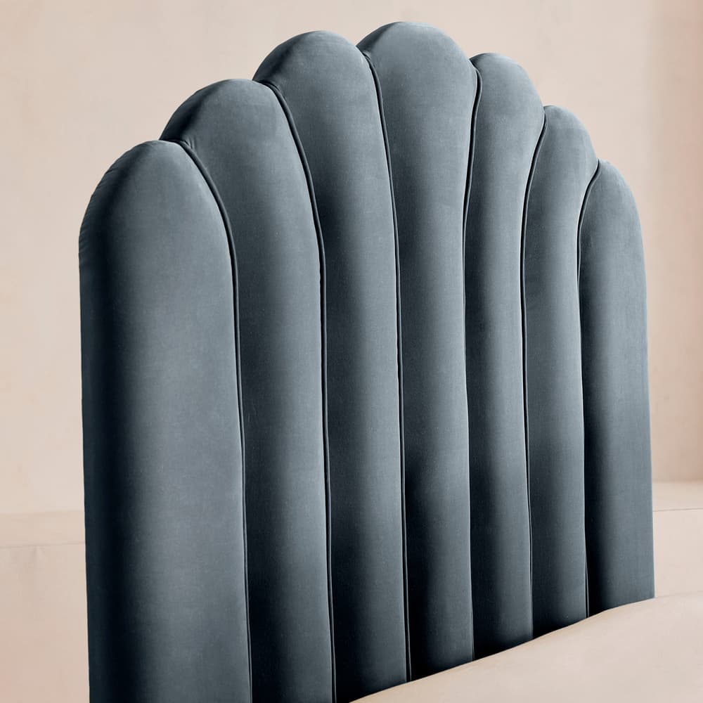 Manette Bed - Double - Velvet - Grey Blue - Images - Image 3