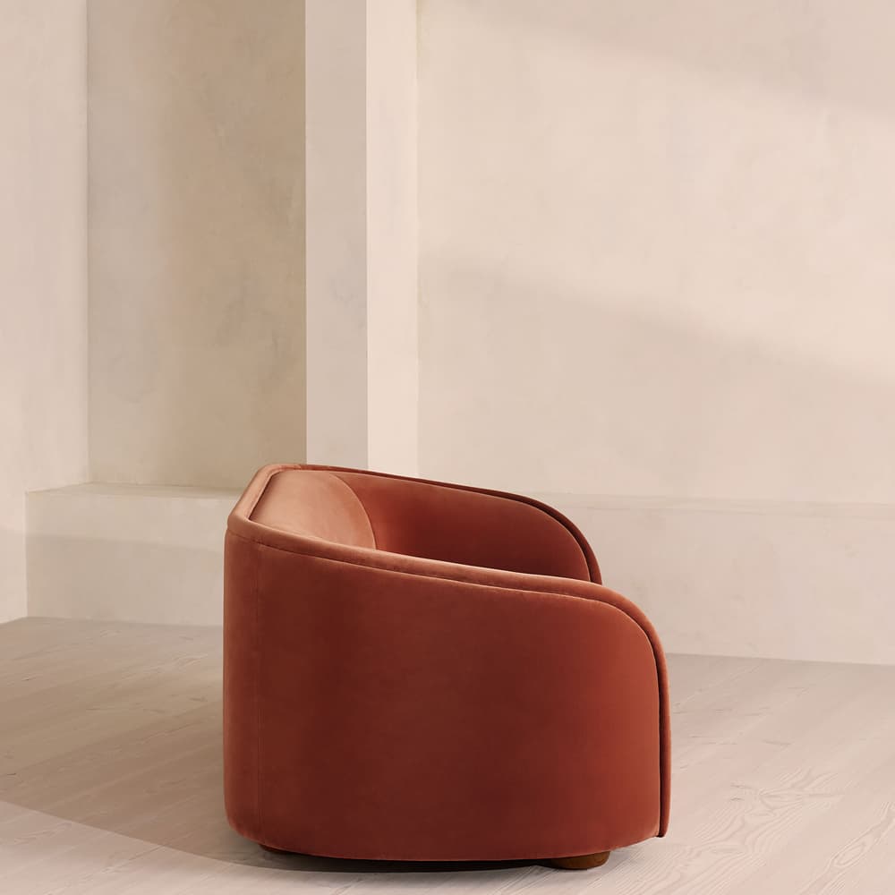 Conall Three Seater Sofa - Velvet - Rust - Images - Image 3