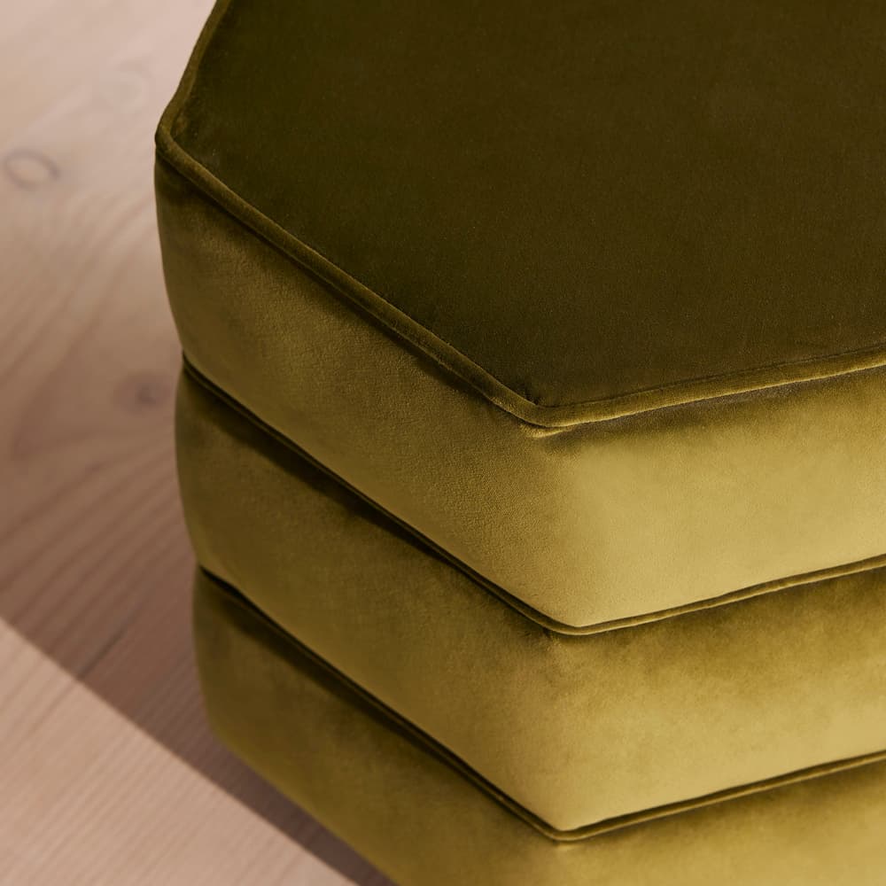Lyla Footstool - Velvet - Olive - US - Images - Image 3