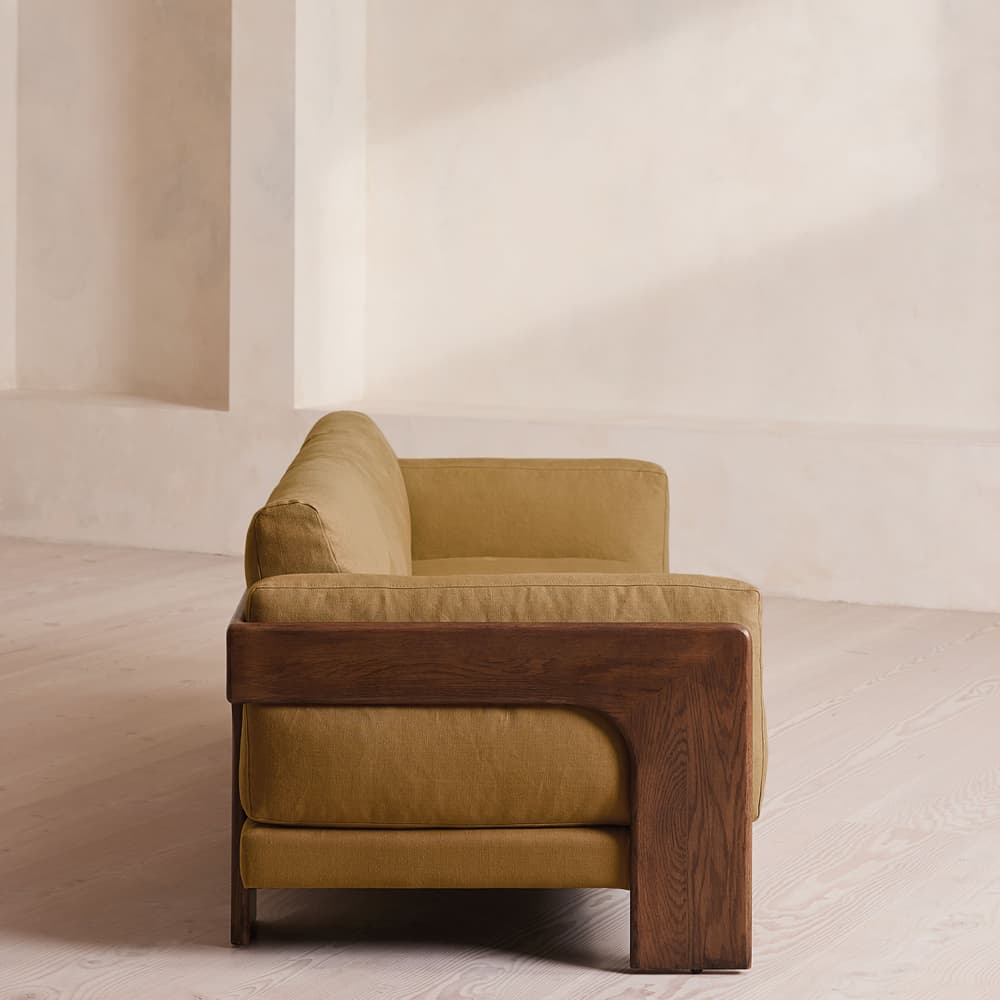 Marcia Three Seater Sofa - Linen - Ochre - Images - Image 3