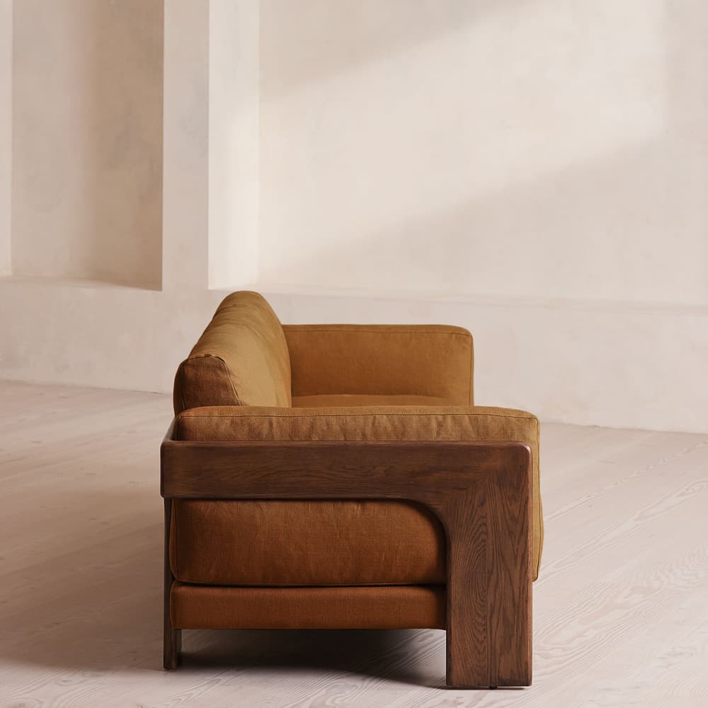 Marcia Three Seater Sofa - Linen - Terracotta - UK - Images - Image 3