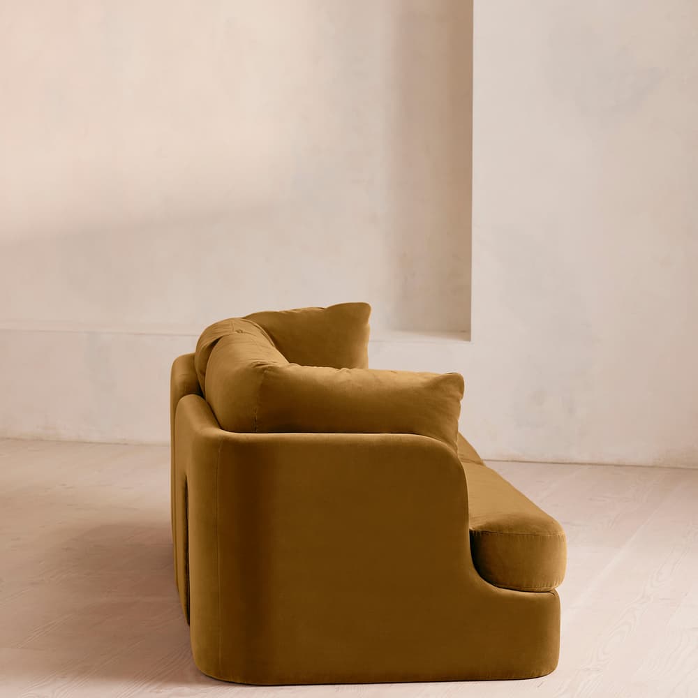 Odell Deeper Sit Sectional Sofa - Three Seater - Velvet Mustard US - Images - Image 3