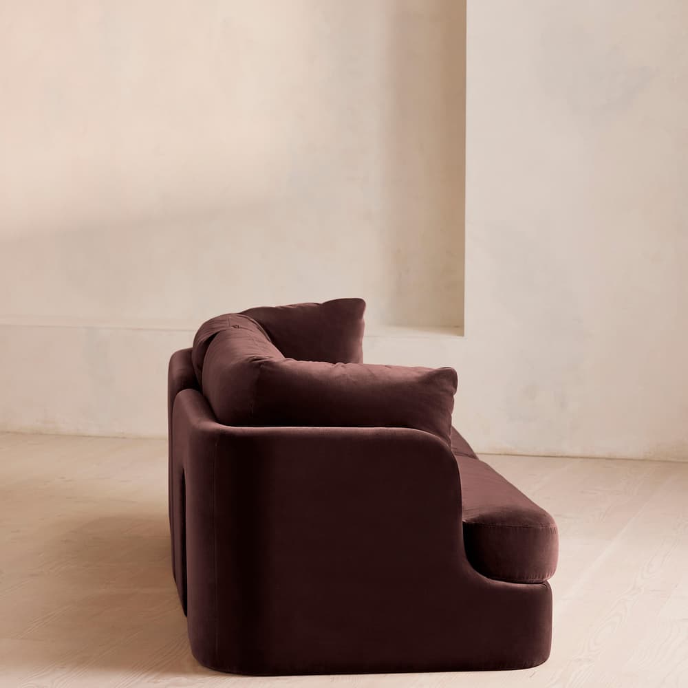 Odell Deeper Sit Sectional Sofa - Three Seater - Velvet - Aubergine - US - Images - Image 3