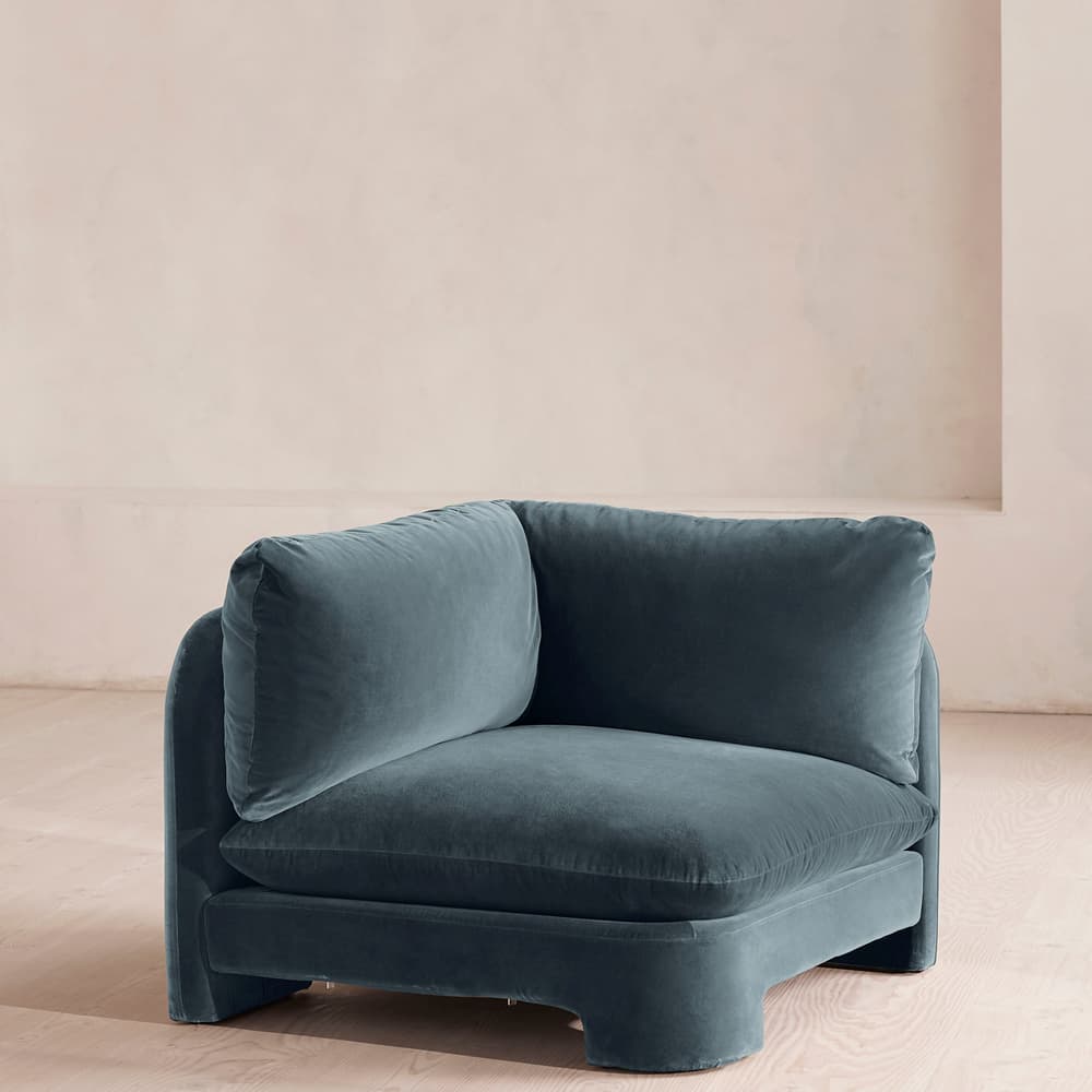 Odell Deeper Sit Sectional Sofa - Corner Module - Grey Blue Velvet - US - Image 3