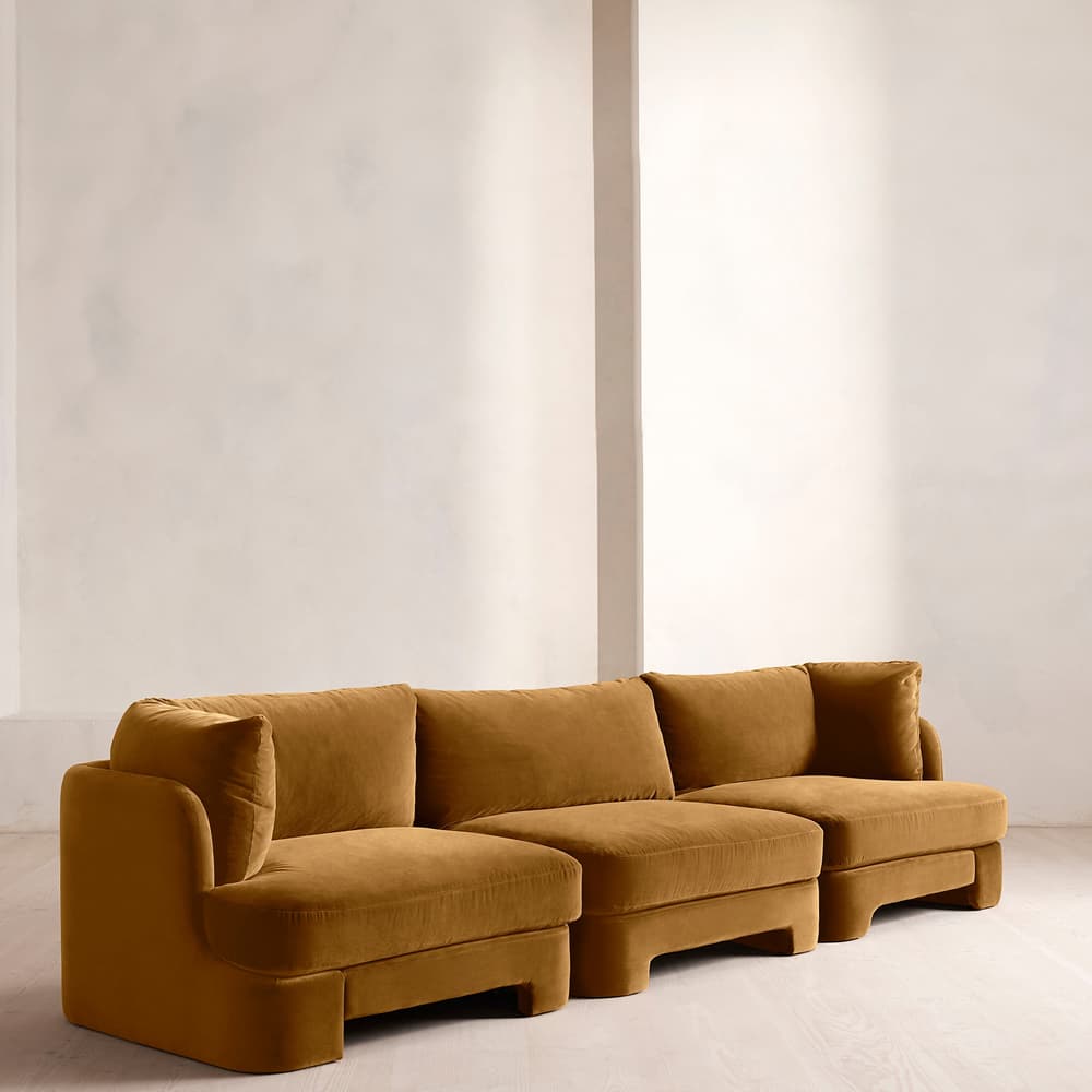 Odell Modular Sofa - Four Seater - Velvet - Mustard - Listing - Image 3