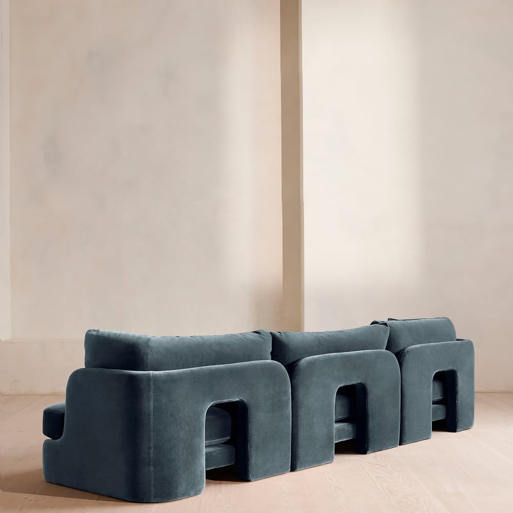 Odell Modular Sofa - Four Seater - Velvet - Grey Blue - Images - Image 3