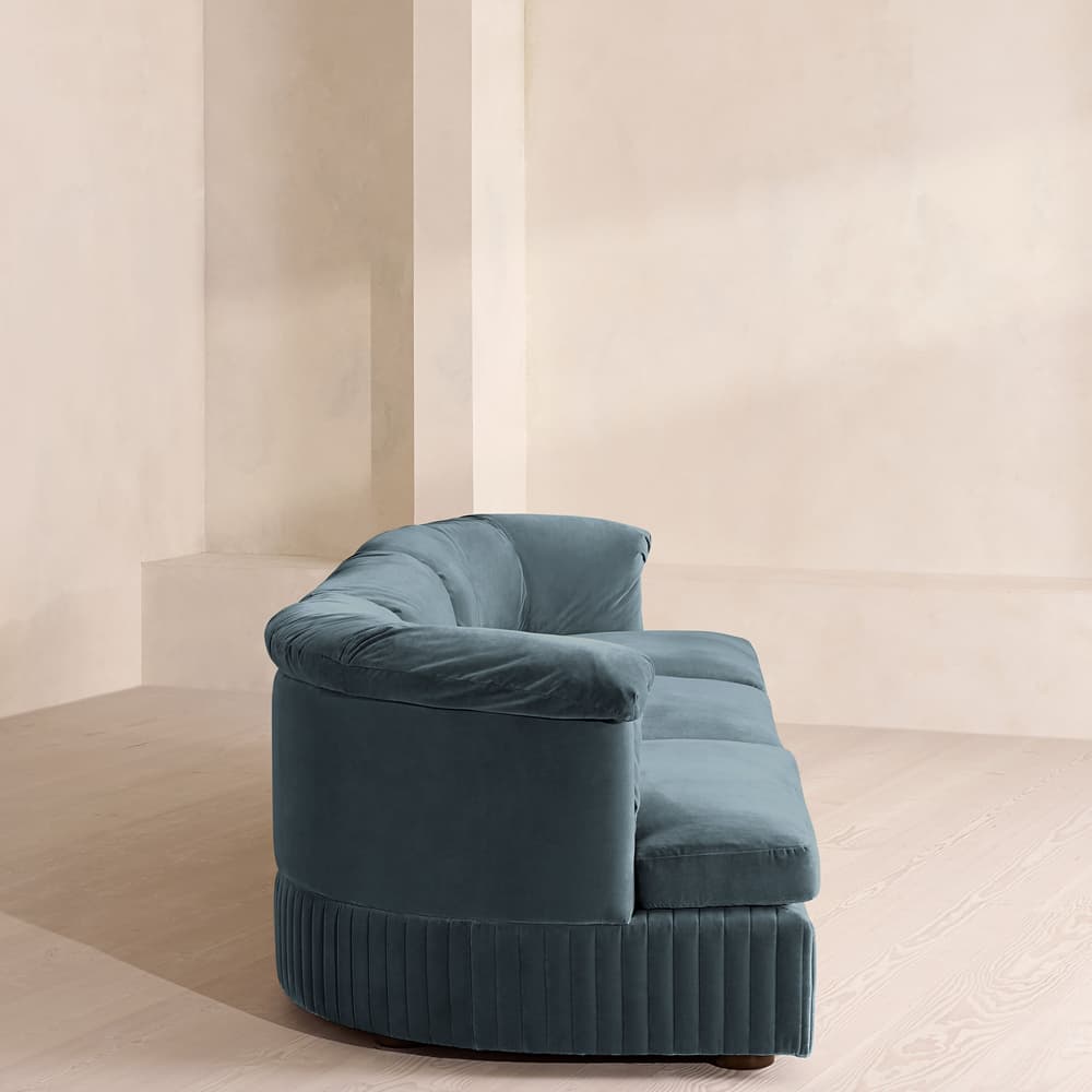 Oona Sectional Sofa - Four Seater - Velvet Grey Blue - US - Images - Image 3