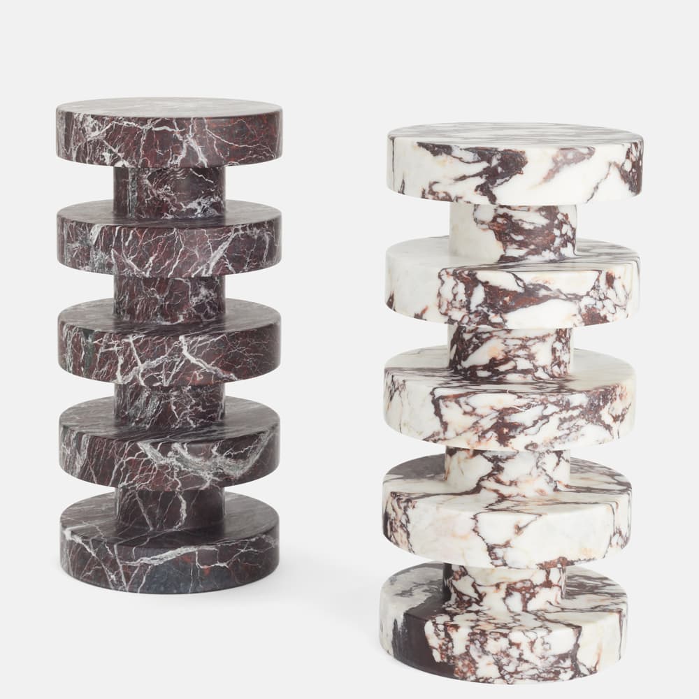 Nelson Side Table - Rosso Levanto Marble - Tall - Images - Image 3