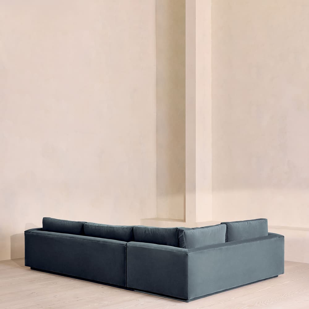 Mossley Right L-Shape Sofa - Velvet - Grey Blue - Images - Image 3