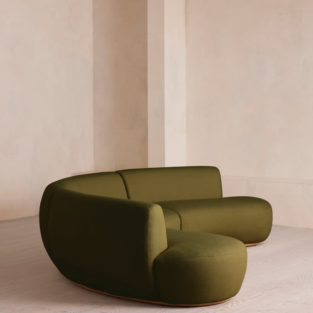 Aline Serpentine Modular Sofa - Six Seater - Linen - Olive - US - Images - Image 3