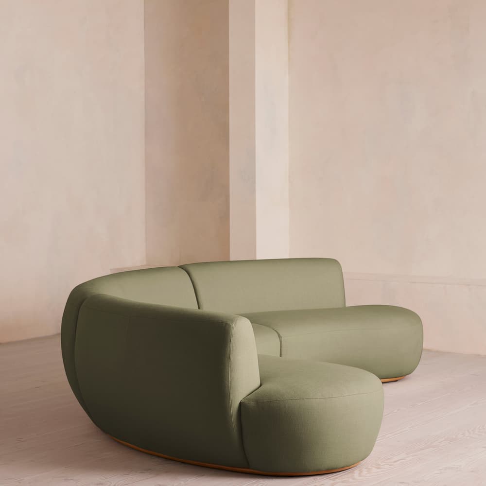 Aline Serpentine Modular Sofa - Four Seater - Linen - Sage - US - Images - Image 3