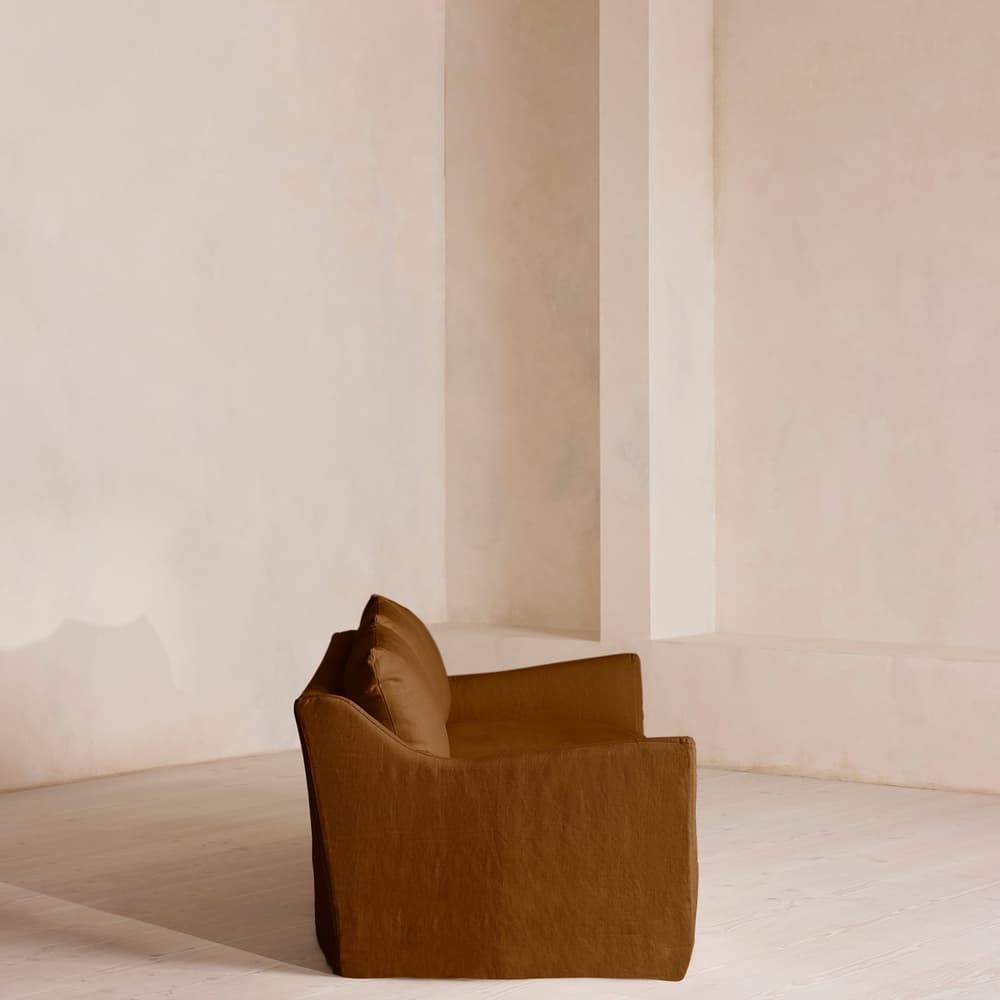 Roma Four Seater Sofa - Linen - Terracotta - US - Images - Image 3