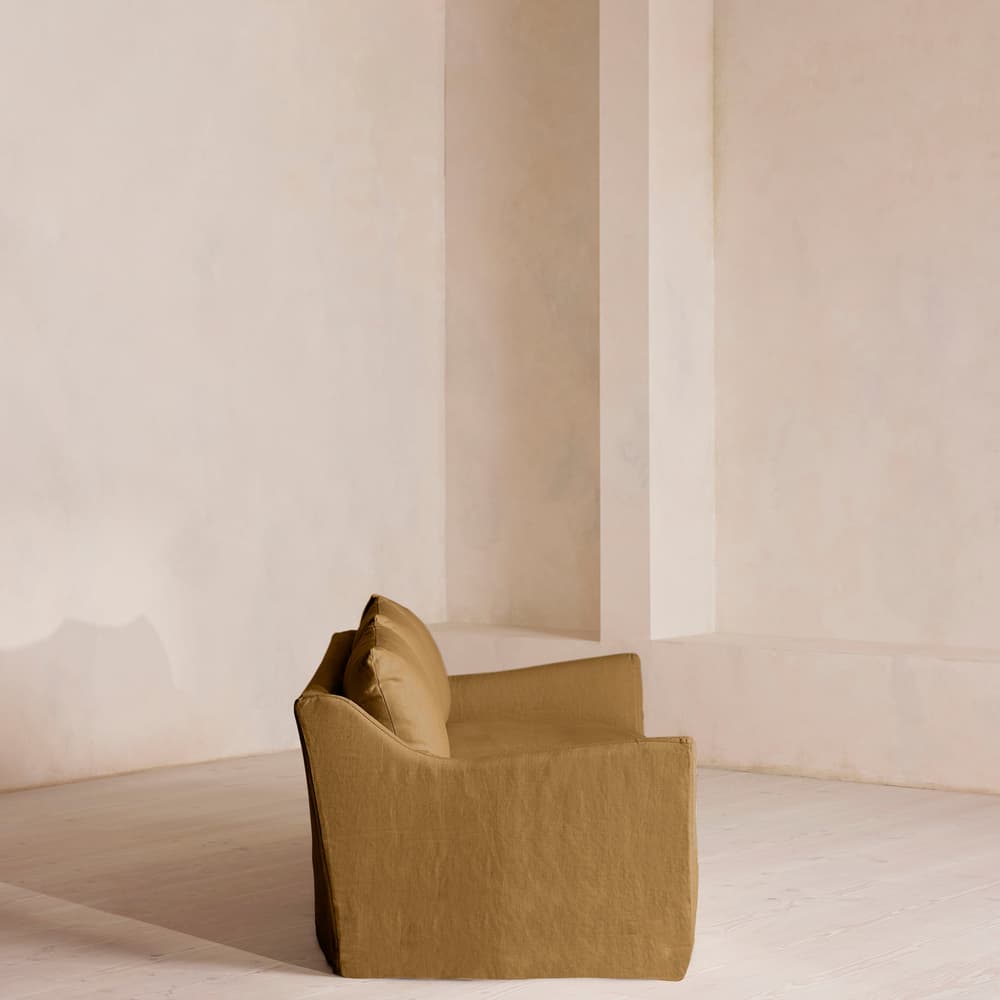 Roma Three Seater Sofa - Linen - Ochre - US - Images - Image 3