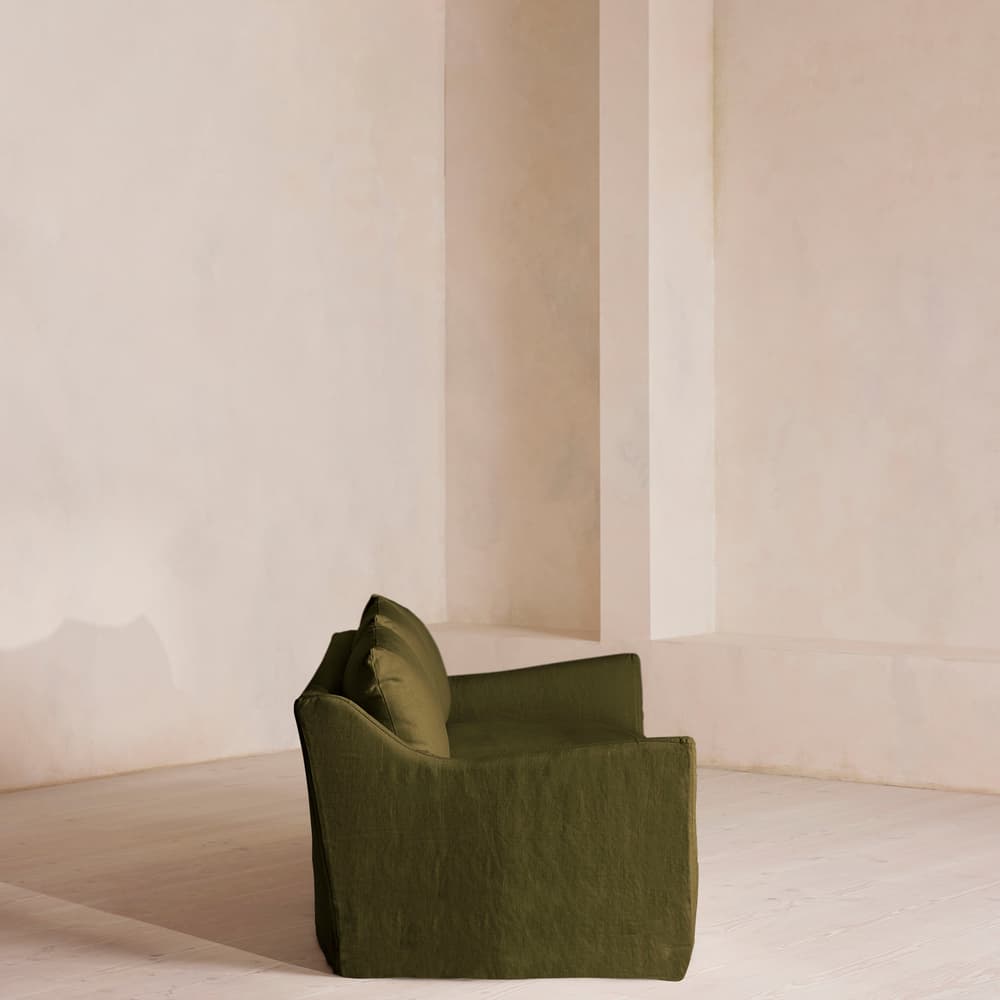 Roma Three Seater Sofa - Linen - Olive - Images - Image 3
