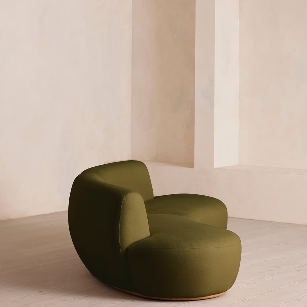 Aline Serpentine Modular Sofa - Three Seater - Linen - Olive - US - Images - Image 3