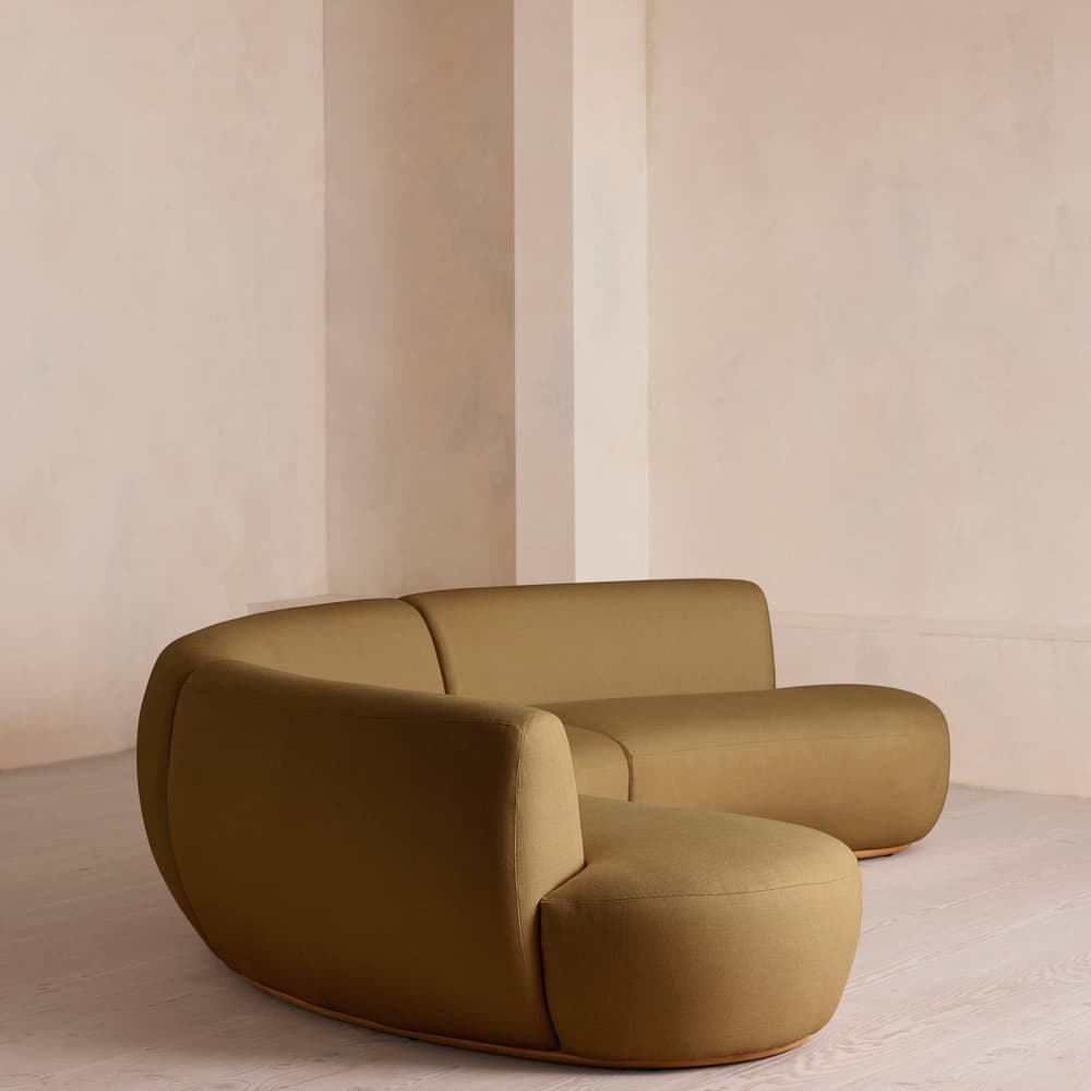 Aline Serpentine Modular Sofa - Six Seater - Linen - Ochre - US - Images - Image 3