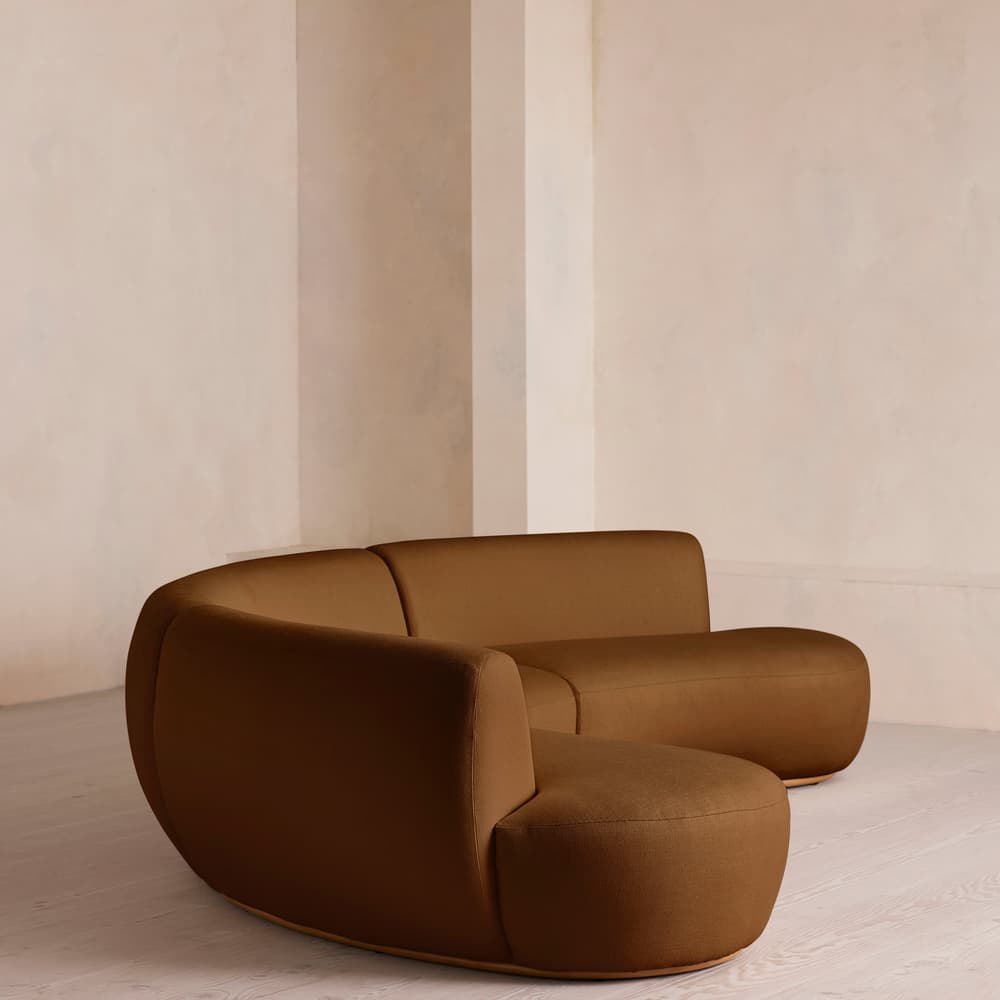 Aline Serpentine Modular Sofa - Six Seater - Linen - Terracotta - US - Images - Image 3