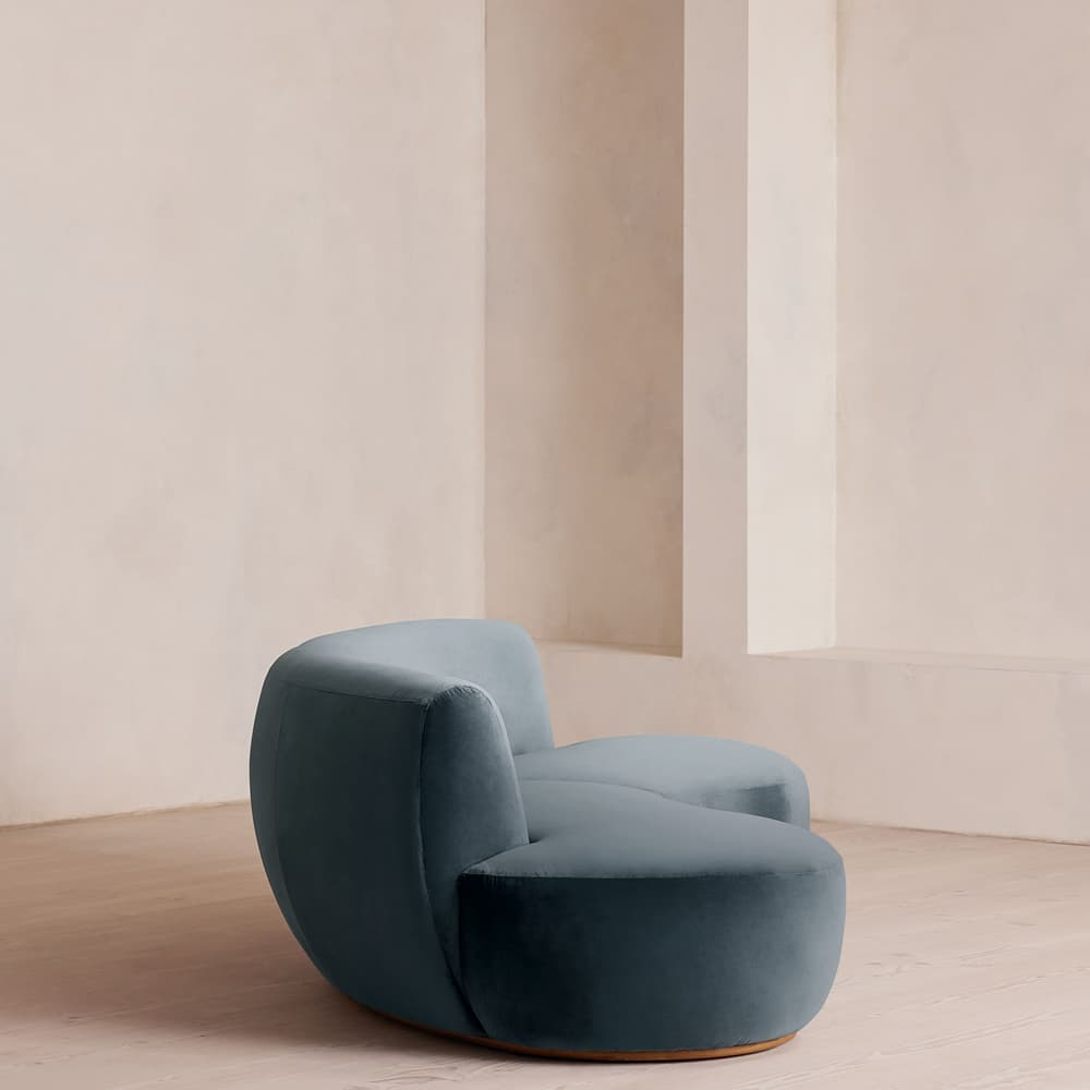 Aline Serpentine Modular Sofa - Three Seater - Grey Blue Velvet - UK - Images - Image 3