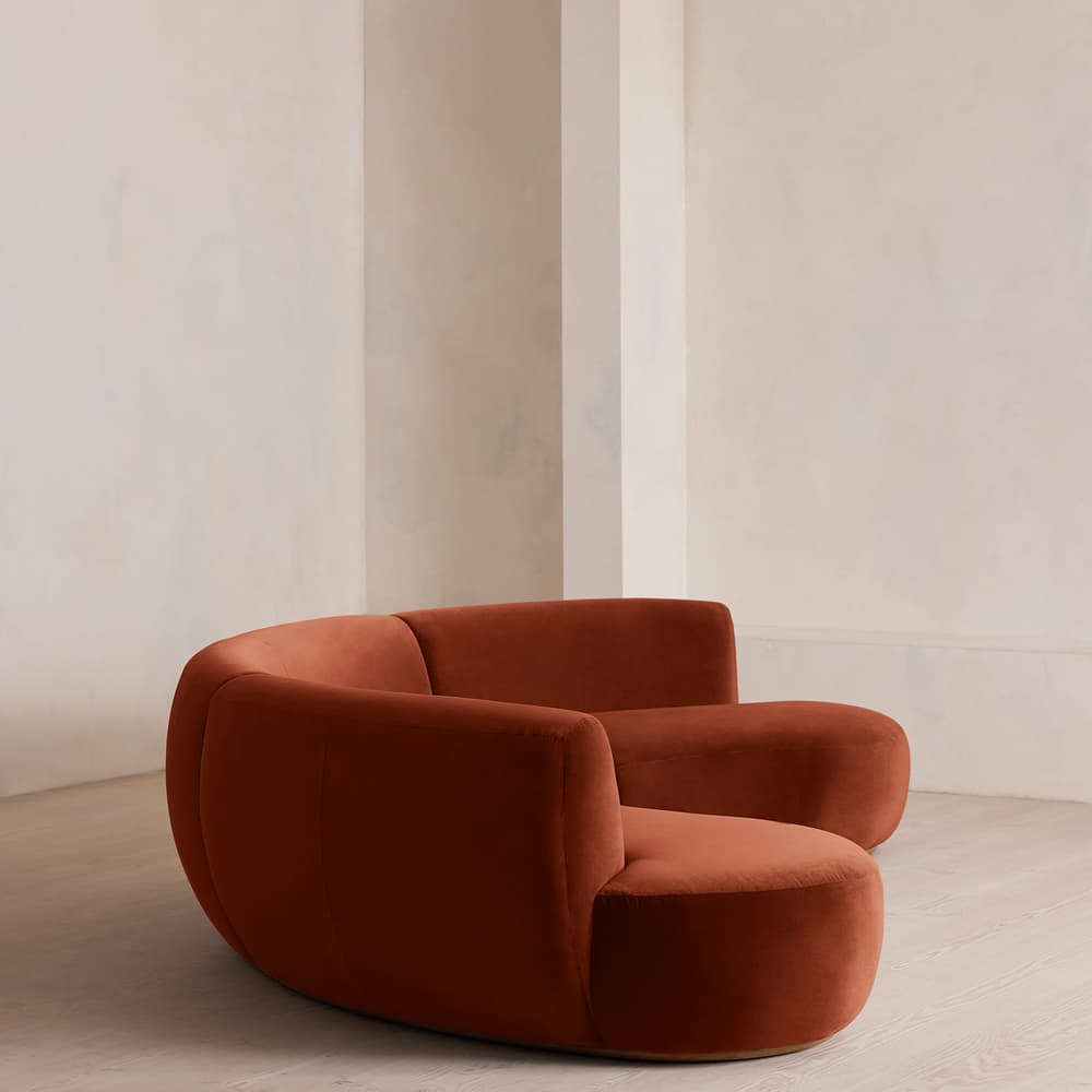 Aline Serpentine Modular Sofa - Four Seater - Rust Velvet - UK - Images - Image 3