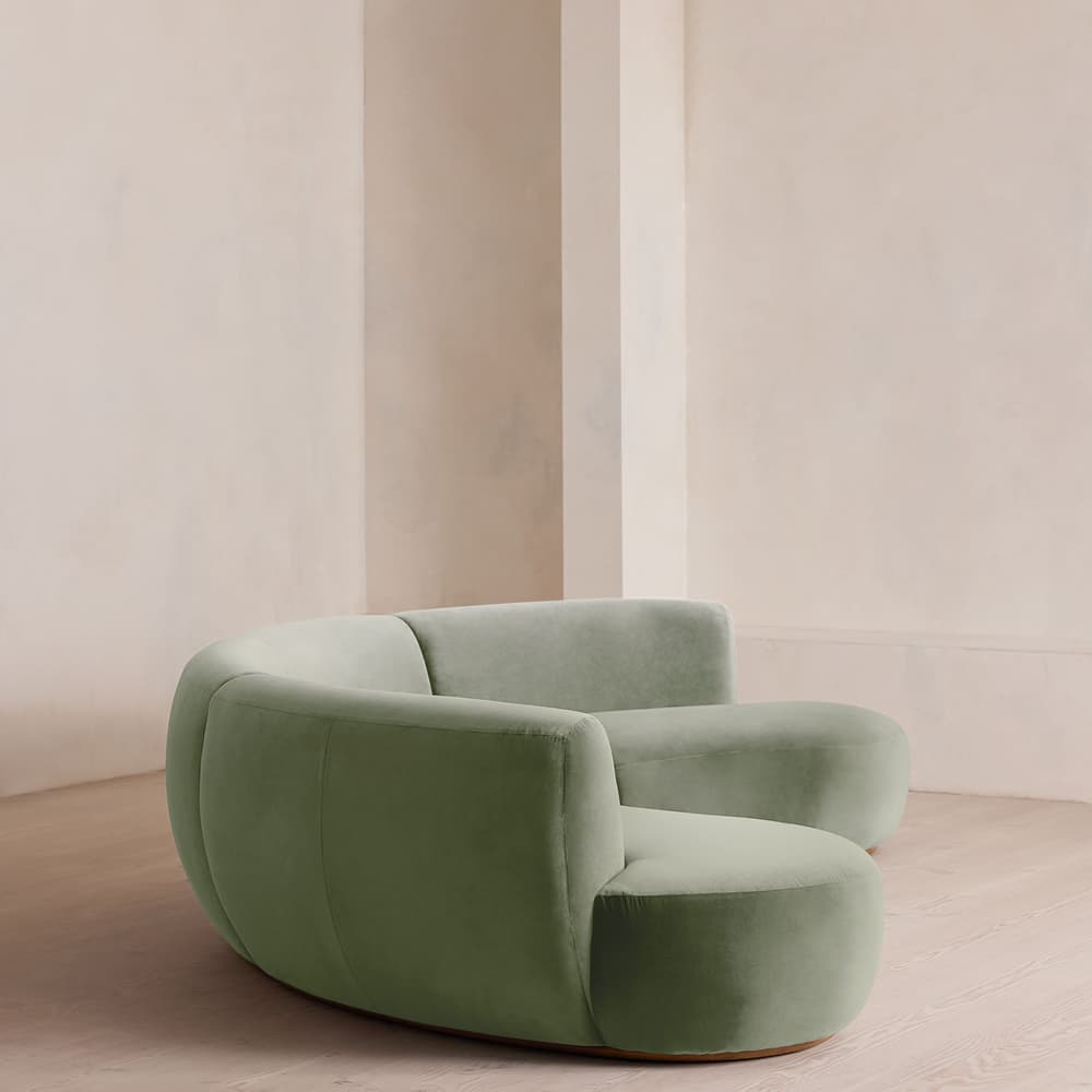 Aline Serpentine Sectional Sofa - Six Seater - Velvet - Seafoam - US - Images - Image 3