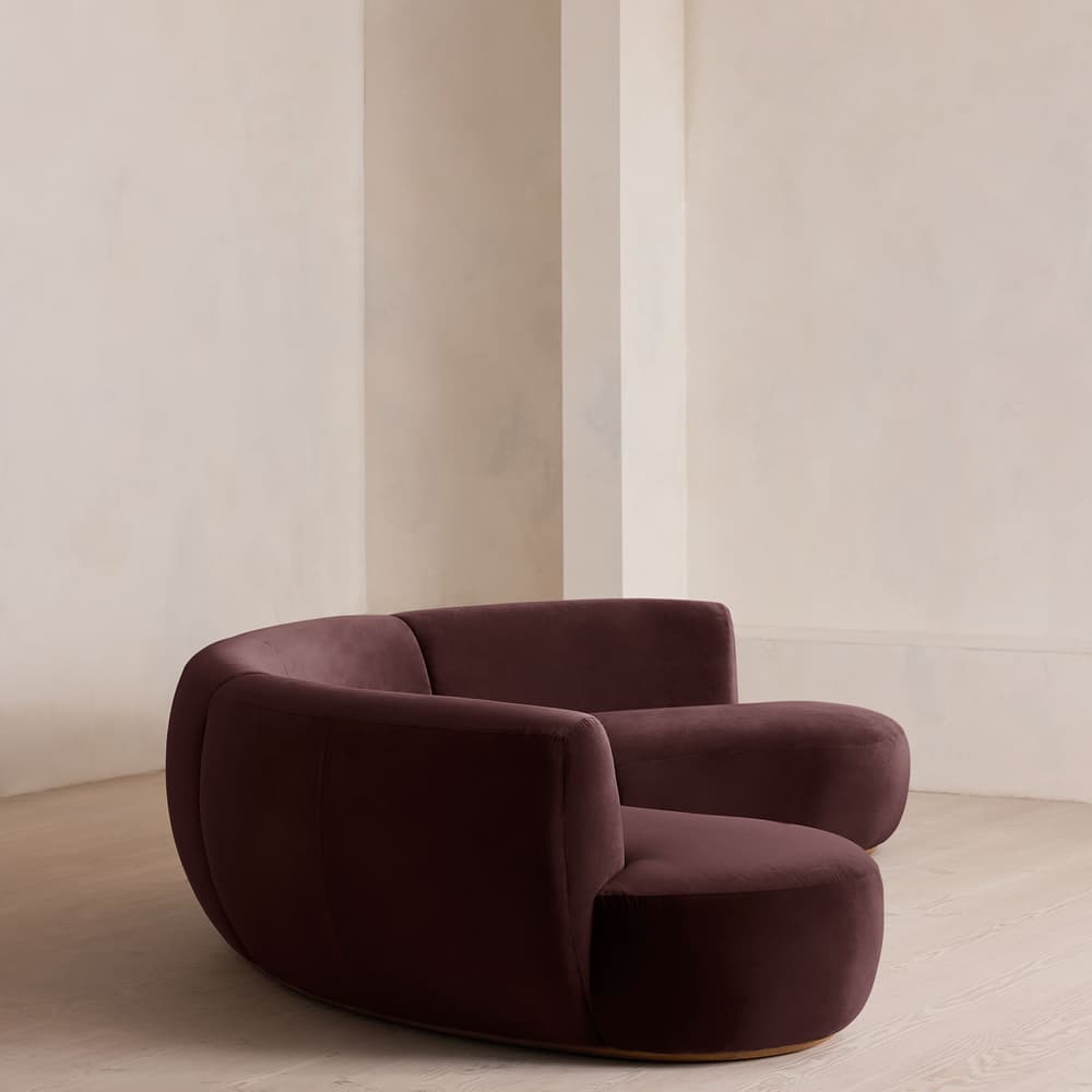 Aline Serpentine Sectional Sofa - Four Seater - Velvet - Aubergine - US - Images - Image 3