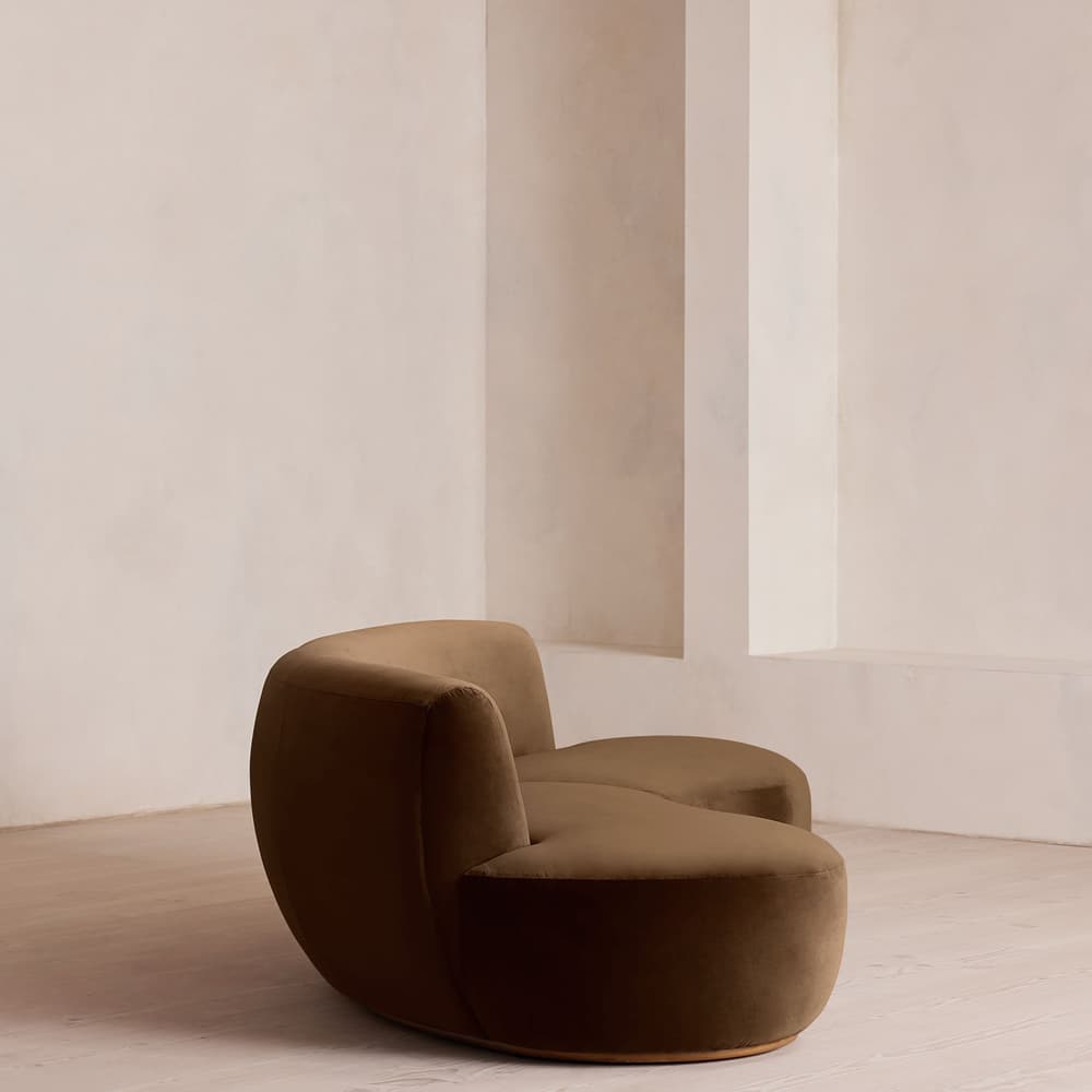 Aline Serpentine Sectional Sofa - Three Seater - Chocolate Velvet - US - Images - Image 3