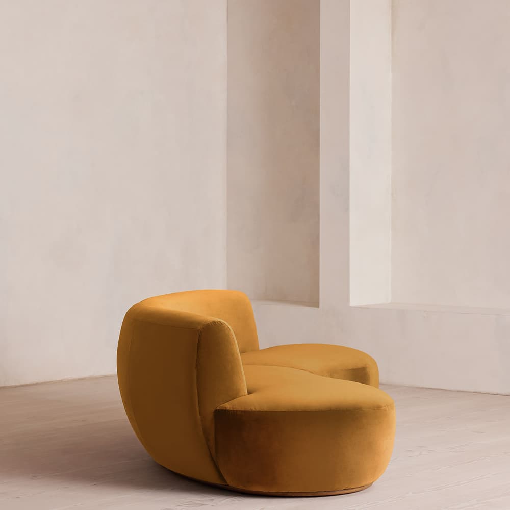 Aline Serpentine Modular Sofa - Three Seater - Mustard Velvet - UK - Images - Image 3