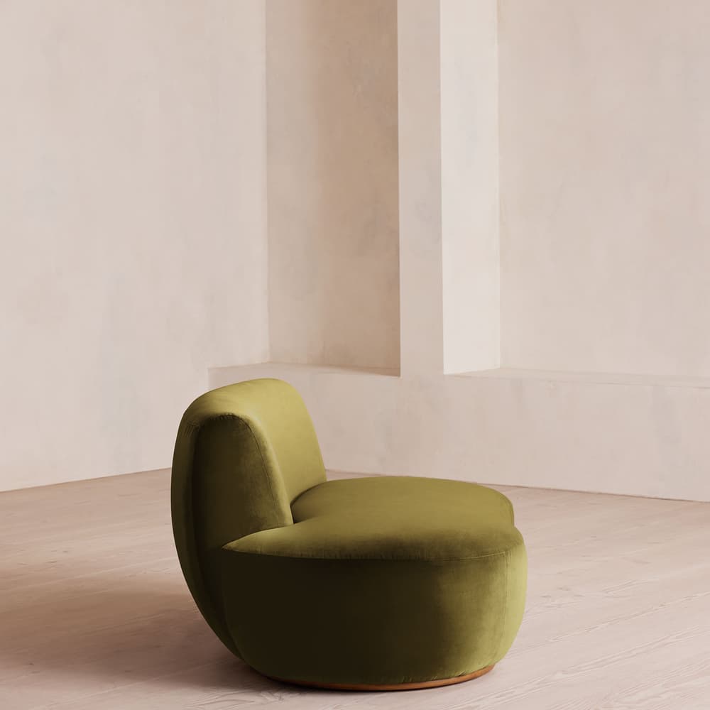 Aline Serpentine Modular Sofa - Middle Section - Olive Velvet - Image 3