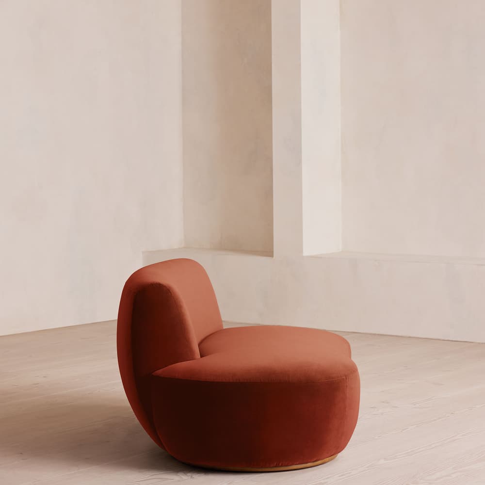 Aline Serpentine Sectional Sofa - Left Section - Rust Velvet - US - Image 3