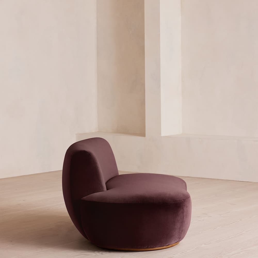 Aline Serpentine Sectional Sofa - Left Section - Velvet - Aubergine - US - Image 3
