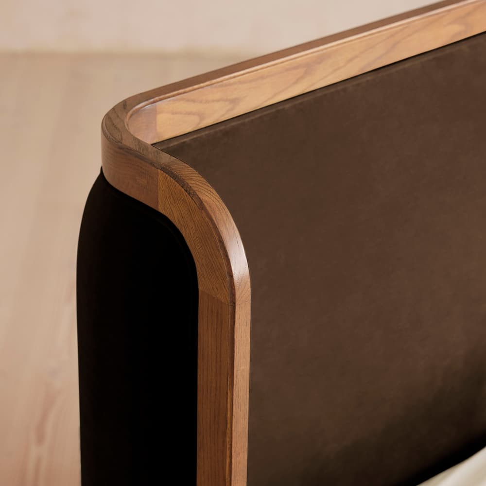 Belsa Bed - Light Oak - King - Velvet - Chocolate - Images - Image 3