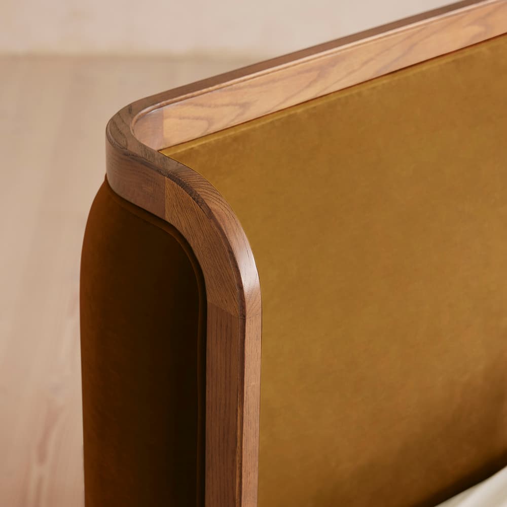 Belsa Bed - Light Oak - King - Velvet - Mustard - Images - Image 3