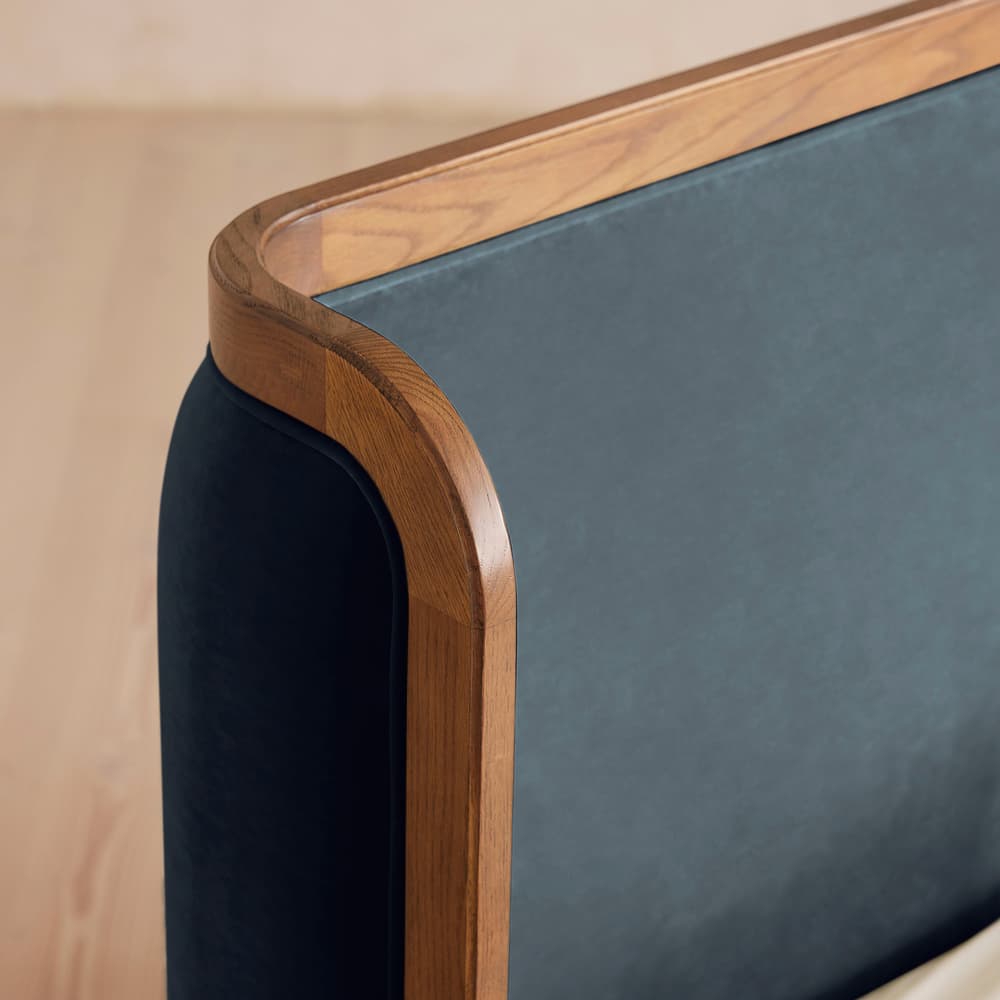 Belsa Bed - Light Oak - King - Velvet - Grey Blue - US - Images - Image 3
