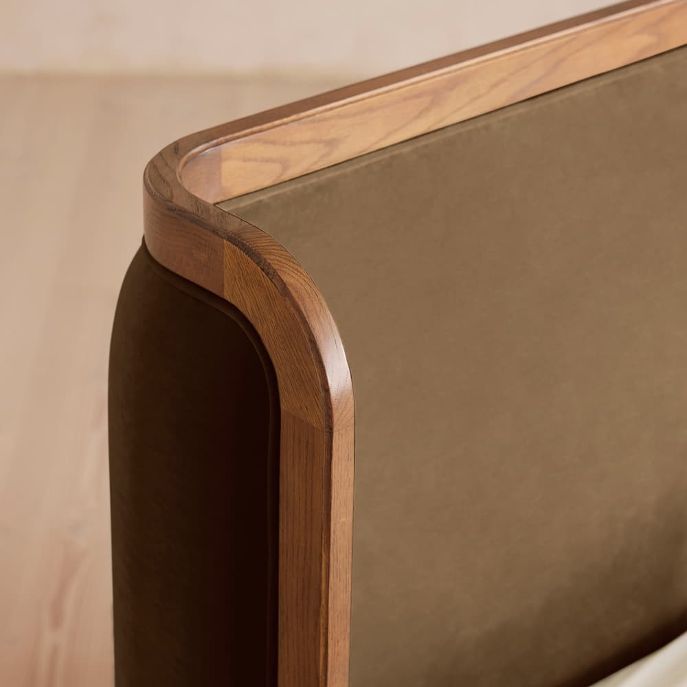 Belsa Bed - Light Wood - King - Velvet - Truffle - US - Images - Image 3