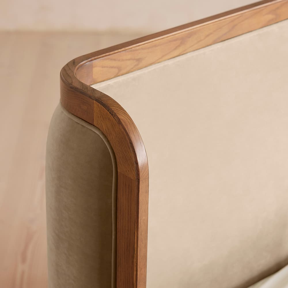 Belsa Bed - Light Wood - Queen - Velvet - Oyster - US - Images - Image 3