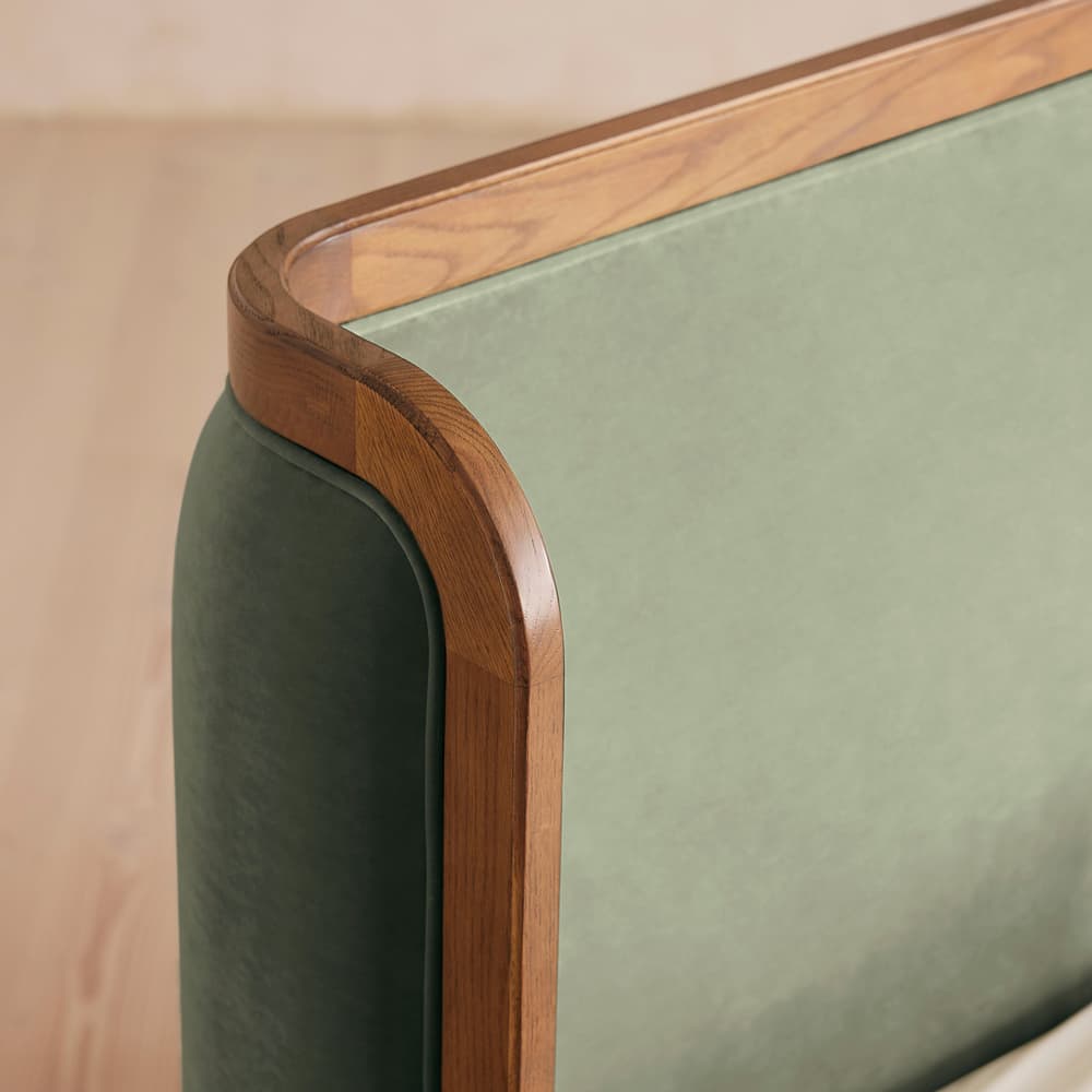 Belsa Bed - Light Wood - King - Velvet - Seafoam - US - Images - Image 3