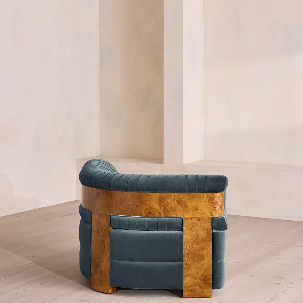 Caleb Sectional Sofa - Corner Module - Velvet - Grey Blue - Dark Burl - US - Image 3