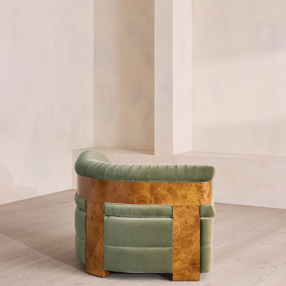 Caleb Modular Sofa - Left Arm Module - Velvet - Seafoam - Dark Burl - UK - Image 3