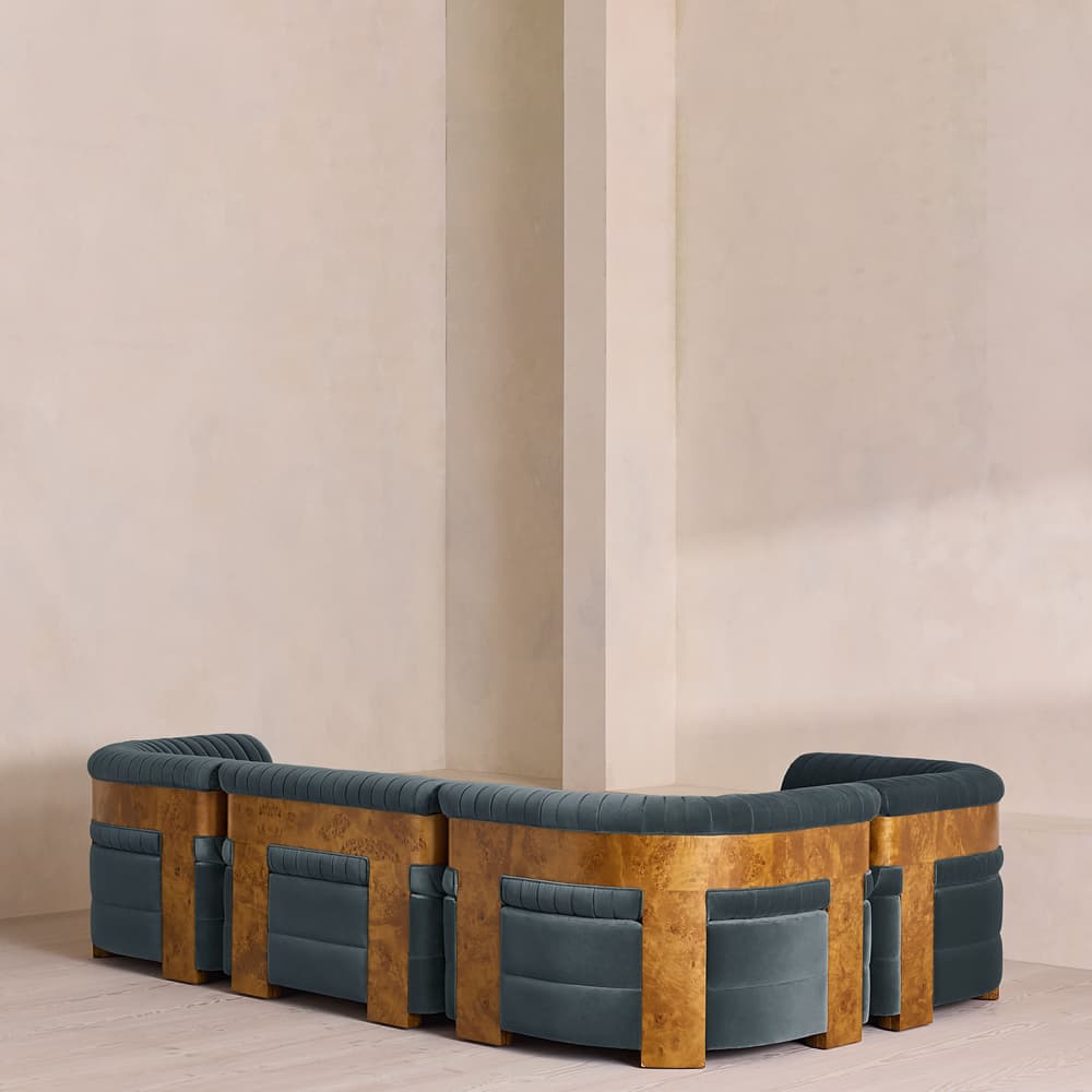 Caleb Modular L-Shape Sofa - Velvet - Grey Blue - Dark Burl - UK - Images - Image 3