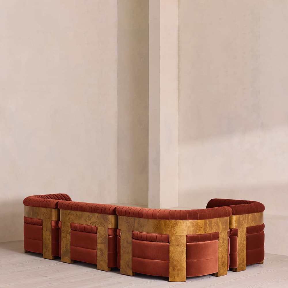 Caleb Modular L-Shape Sofa - Velvet - Rust - Dark Burl - UK - Images - Image 3