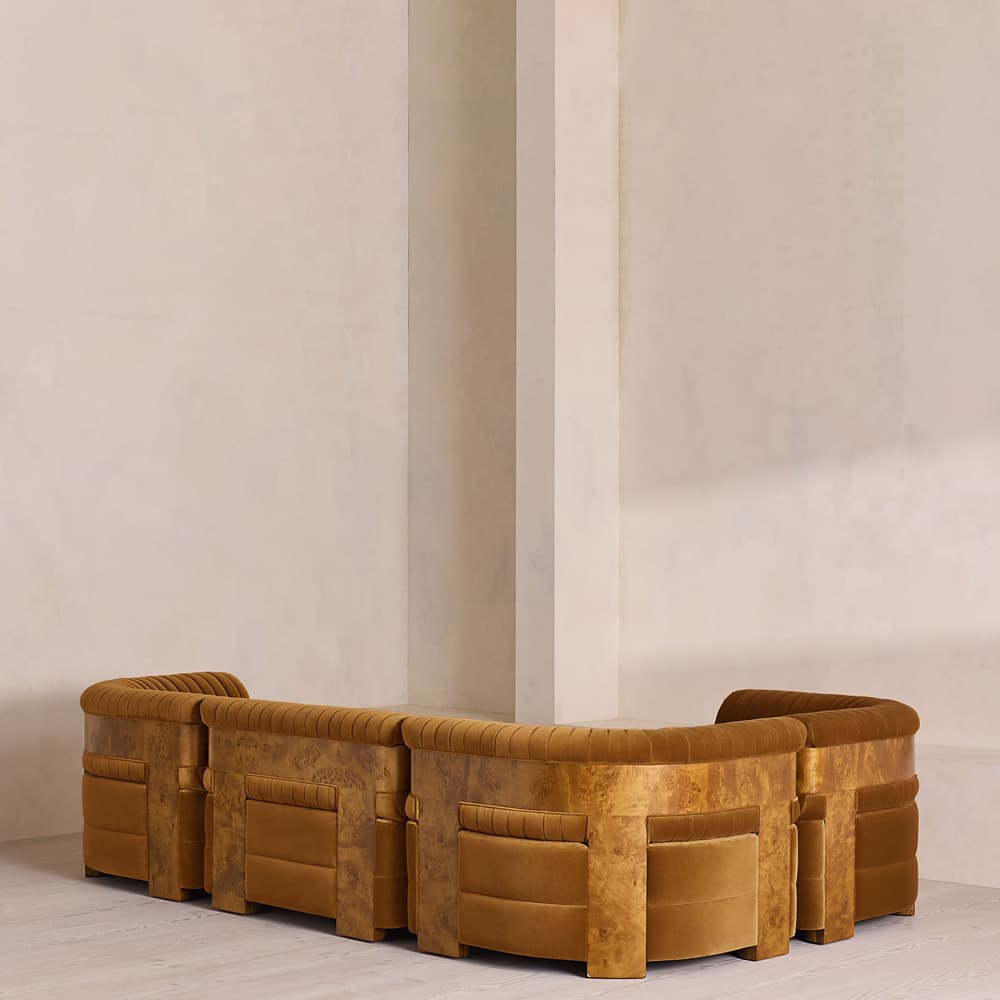 Caleb Sectional Sofa - L-Shape Sofa - Velvet - Mustard - Dark Burl - US - Images - Image 3