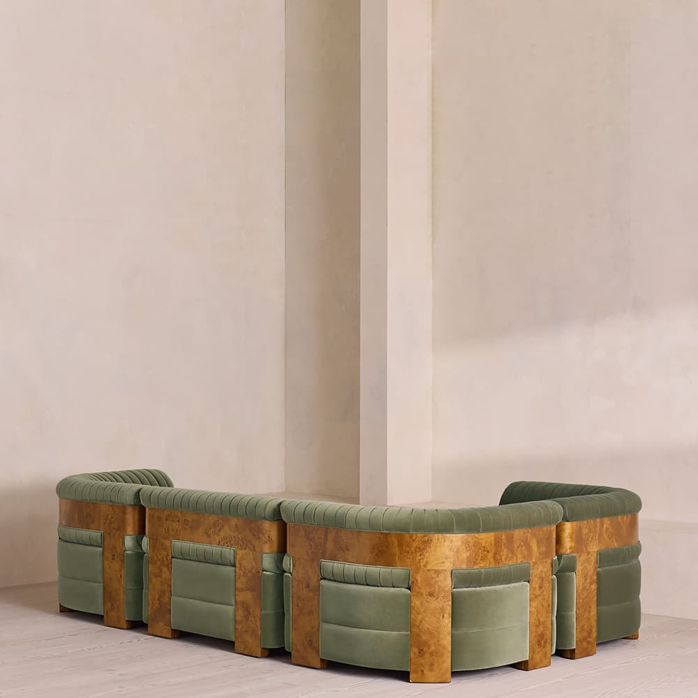 Caleb Sectional Sofa - L-Shape Sofa - Velvet - Seafoam - Dark Burl - US - Images - Image 3
