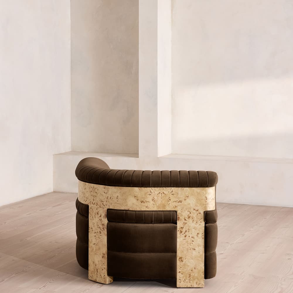 Caleb Modular Sofa - Corner Module - Velvet - Chocolate - Blonde Burl - UK - Image 3