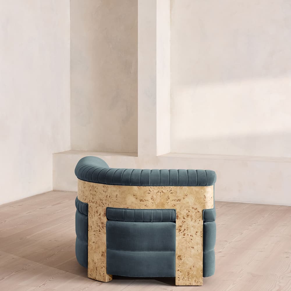 Caleb Modular Sofa - Corner Module - Velvet - Grey Blue - Blonde Burl - UK - Image 3