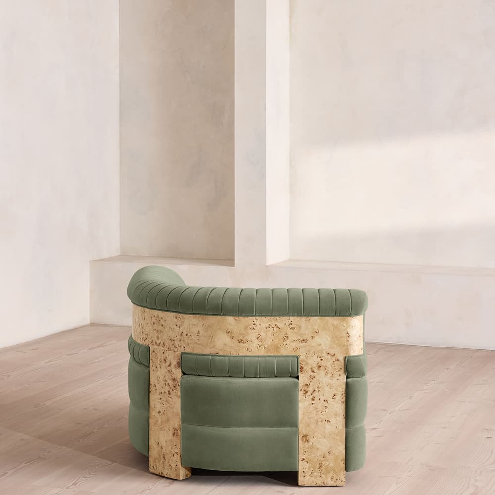 Caleb Modular Sofa - Left Arm Module - Velvet - Seafoam - Blonde Burl - UK - Image 3